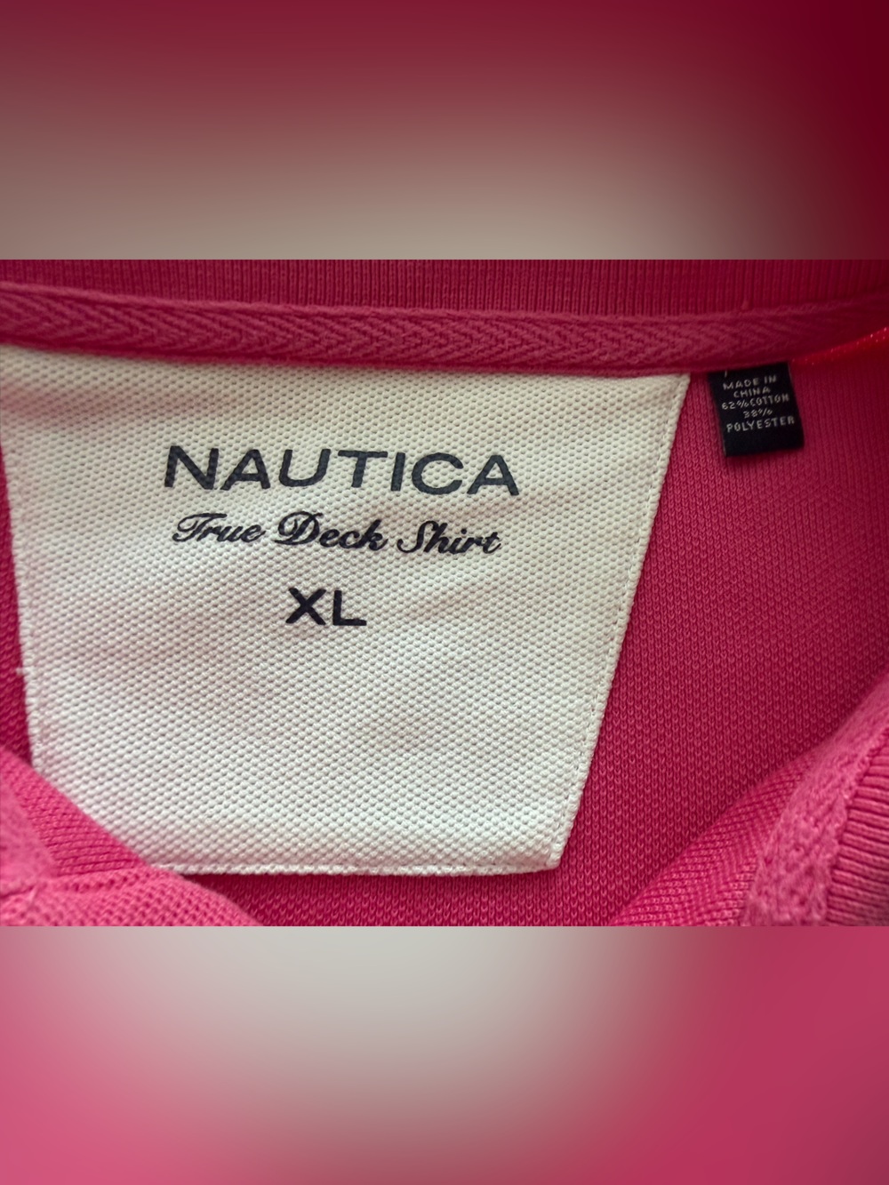 Nautica True Deck Men’s Hot Pink Short-Sleeve Pique Polo XL Preppy Coastal - Picture 2 of 8